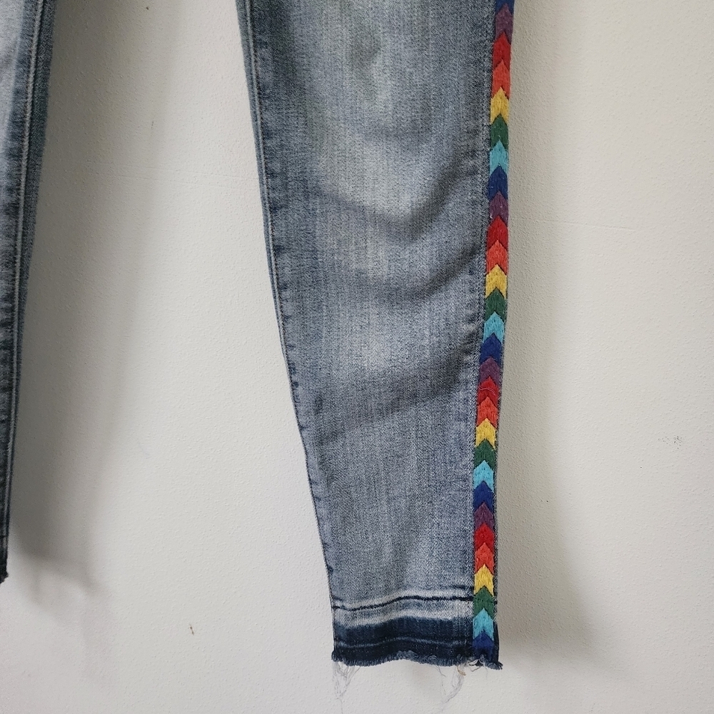 Driftwood for Anthropologie Jackie Rainbow Embroidered Skinny Jeans Size 26 - Picture 8 of 14